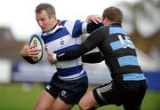 1 November 2008; Stanley McDowell, Blackrock College, is tackled by David O'Donovan, Shannon. AIB Cup Round 2, Blackrock College v Shannon, Stradbook Road, Blackrock, Co. Dublin. Picture credit: Brendan Moran / SPORTSFILE