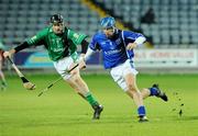 1 November 2008; Tom Kelly, Munster, in action against Edward Cody, Leinster. GAA Interprovincial Hurling Championship Final, Munster v Leinster, O'Moore Park, Portlaoise, Co. Laois. Picture credit: Matt Browne / SPORTSFILE