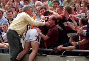 10 September 2000; Galway captain Richard Murray celebrates with friends after the All-Ireland Minor Hurling Championship Final match between Cork and Galway at Croke Park in Dublin. Photo by Matt Browne/Sportsfile