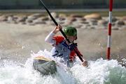 16 September 2000; Ireland's Eadaoin Ni Challarain in action during the Women's K1 Slalom qualifying where she failed to make the final. Whitewater Stadium, Penrith, Sydney, Australia. Photo by Brendan Moran/Sportsfile