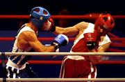 18 September 2000; Ireland's Michael Roche (right) lands a punch on Turkey's Firat Karagollu during his defeat in the Men's 71kg First Round. Sydney Exhibition Hall 3, Darling Harbour, Sydney, Australia. Photo by Brendan Moran/Sportsfile