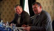 11 September 2000;  Sean McCague, President of the GAA, (right) with Liam Mulvihill, Ard Stiurthoir at the announcement of details of the GAA Players Sponsorship and Endorsement Programme. Photo by Damien Eagers/Sportsfile