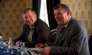 11 September 2000; Sean McCague, President of the GAA, (right) with Liam Mulvihill, Ard Stiurthoir at the announcement of details of the GAA Players Sponsorship and Endorsement Programme. Photo by Damien Eagers/Sportsfile