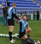 4 November 2008; Jamie Heaslip and Luke Fitzgerald arrive before Ireland Rugby Squad Training. Donnybrook Stadium, Donnybrook, Dublin. Picture credit: Brendan Moran / SPORTSFILE