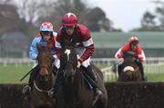 6 November 2008; War of Attrition, with Davy Russell up, on the way to winning the Thurles Steeplechase ahead of second place Carrigeen Kalmia, Miss E.A. Lalor up, left. Thurles Racecourse, Thurles, Co. Tipperary. Picture credit: Brian Lawless / SPORTSFILE