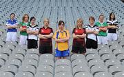 4 November 2008; Pictured at the launch of the 2008 Vhi Healthcare All-Ireland Club Championships in Croke Park is, from left, Ciara O'Loughlin, Sarsfields, Laois, Clare Egan, Carnacon, Mayo, Laura Askin, Emyvale, Monaghan, Elaine Treanor, Truagh, Monaghan, Emma McNamara, Knockmore, Mayo, Denise Treanor, Truagh, Monaghan, Nicola Fahy, Emyvale, Monaghan, Fiona McHale, Carnacon, Mayo and Catriona Dolan, Maynooth, Kildare. Croke Park, Dublin. Photo by Sportsfile