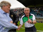 25 July 2015; Peter McGrath, Fermanagh manager, celebrates with fans after the game. GAA Football All-Ireland Senior Championship, Round 4A, Fermanagh v Westmeath. Kingspan Breffni Park, Cavan. Picture credit: Oliver McVeigh / SPORTSFILE
