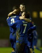 14 November 2008; Conor Gethins, Finn Harps, centre, celebrates with Marc Mukendi and Michael Funston, after scoring the second goal. eircom League Premier Division, Finn Harps v Shamrock Rovers, Finn Park, Ballybofey, Co. Donegal. Picture credit: Oliver McVeigh / SPORTSFILE