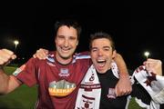 14 November 2008; Galway United manager Jeff Kenna, right, celebrates with winning goal scorer John Fitzgerald at the end of the game. eircom League Premier Division, UCD v Galway United, Belfield Bowl, Dublin. Picture credit: David Maher / SPORTSFILE