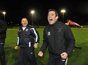 14 November 2008; Galway United manager Jeff Kenna celebrates at the end of the game. eircom League Premier Division, UCD v Galway United, Belfield Bowl, Dublin. Picture credit: David Maher / SPORTSFILE