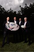 29 July 2015; 50 Days to Go: Rugby legend Peter Stringer, who boasts almost 100 caps for Ireland, has been unveiled as the final pundit on TV3’s Rugby World Cup 2015 panel. The former Ireland scrum half, who recently joined English premiership side Sale Sharks, was in Dublin alongside Shane Jennings and Stuart Barnes to celebrate ’50 Days to Go’ to the biggest sporting event of the year; RWC 2015. All of the action from ALL 48 matches will be Live and Exclusive on TV3 from Friday 18th September. TV3 studios, Ballymount, Dublin. Picture credit: David Maher / SPORTSFILE