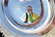 29 July 2015; Jockey Jonathan Burke reflected in thetote.com Galway Plate 2015 after winning the thetote.com Galway Plate on Shanahan's Turn. Galway Racing Festival, Ballybrit, Galway. Picture credit: Cody Glenn / SPORTSFILE