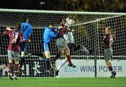 14 November 2008; Goalkeeper Gary Rogers, and Jonathan Keane, Galway United, in action against Alan McNally, UCD. eircom League Premier Division, UCD v Galway United, Belfield Bowl, Dublin. Picture credit: David Maher / SPORTSFILE
