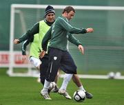 17 November 2008; Republic of Ireland's Noel Hunt in action against his team-mate John O'Shea during squad training. Gannon Park, Malahide, Dublin. Picture credit: David Maher / SPORTSFILE