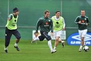 17 November 2008; Republic of Ireland's Noel Hunt in action against his team-mate John O'Shea during squad training. Gannon Park, Malahide, Dublin. Picture credit: David Maher / SPORTSFILE