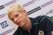 17 November 2008; Northern Ireland's Ryan McGivern speaking to the media during a players’ press conference. Hilton Hotel, Templepatrick, Co Antrim. Picture credit: Oliver McVeigh / SPORTSFILE