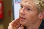 17 November 2008; Northern Ireland's Ryan McGivern speaking to the media during a players’ press conference. Hilton Hotel, Templepatrick, Co Antrim. Picture credit: Oliver McVeigh / SPORTSFILE