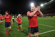 18 November 2008; Munster captain Mick O'Driscoll applauds the fans after the match. Zurich Challenge Match, Munster v New Zealand, Thomond Park, Limerick. Picture credit: Brian Lawless / SPORTSFILE