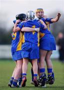 16 November 2008; The O'Donovan Rossa (Antrim) players celebrate at the end of the game. All-Ireland Senior Camogie Club Final, O'Donovan Rossa (Antrim) v Drom-Inch (Tipperary), Donaghmore Ashbourne, Co. Meath. Photo by Sportsfile