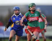 16 November 2008; Michelle Shortt, Drom-Inch (Tipperary), in action against Sinead O'Neill, O'Donovan Rossa (Antrim). All-Ireland Senior Camogie Club Final, O'Donovan Rossa (Antrim) v Drom-Inch (Tipperary), Donaghmore Ashbourne, Co. Meath. Photo by Sportsfile