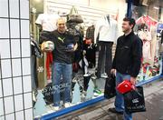 17 November 2008; Northern Ireland star Warren Feeney, pictured acting as a mannequin, at the announcement of his signing with PUMA, the world’s fastest growing sports lifestyle brand. SS Moore, Belfast, Co. Antrim. Picture credit: Oliver McVeigh / SPORTSFILE