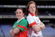 18 November 2008; Senior players Michelle McGing, left, captain Carnacon, Co. Mayo, and Anne Marie Walsh, captain Inch Rovers, Co. Cork, ahead of the 2008 Vhi Healthcare All-Ireland Club Finals. The senior, intermediate and junior finals will take place over the coming two weekends. Croke Park, Dublin. Photo by Sportsfile