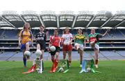 18 November 2008; Aine Clarke, captain Knockmore, Co. Mayo, Sinead Mohan, captain Emyvale, Co. Monaghan, Lisa Ni Shuibhne, Ballingeary Inchigeela, Co. Cork, Anne Marie Walsh, captain Inch Rovers, Co. Cork, Fiona O'Neill, captain Kilmihil, Co. Clare, and Michelle McGing, captain Carnacon, Co. Mayo, ahead of the 2008 Vhi Healthcare All-Ireland Club Finals. The senior, intermediate and junior finals will take place over the coming two weekends. Croke Park, Dublin. Photo by Sportsfile