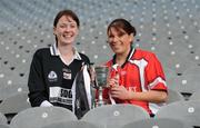 18 November 2008; Intermediate players Sinead Mohan, left, captain of Emyvale, Co. Monaghan, and Lisa Ni Shuibhne, Ballingeary Inchigeela, Cork, ahead of the 2008 Vhi Healthcare All-Ireland Club Finals. The senior, intermediate and junior finals will take place over the coming two weekends. Croke Park, Dublin. Photo by Sportsfile