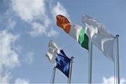 1 August 2015; The Tri Colour flies along side the Kildare and Navan flags. Electric Ireland GAA Football All-Ireland Minor Championship Quarter-Final, Kildare v Cavan. Páirc Táilteann, Navan, Co. Meath. Picture credit: Sam Barnes / SPORTSFILE