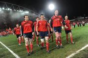 18 November 2008; The Munster players leave the pitch before the start of the match. Zurich Challenge Match, Munster v New Zealand, Thomond Park, Limerick. Picture credit: Brian Lawless / SPORTSFILE