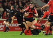 18 November 2008; Stephen Donald, New Zealand, in action against James Coughlan and Donnacha Ryan, Munster. Zurich Challenge Match, Munster v New Zealand, Thomond Park, Limerick. Picture credit: Brian Lawless / SPORTSFILE