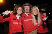 18 November 2008; Munster fans, Sarah Williams, left, Sarah Gogan and her father Joe, on their way to the match. Zurich Challenge Match, Munster v New Zealand, Thomond Park, Limerick. Picture credit: Brian Lawless / SPORTSFILE