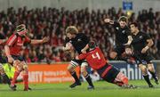 18 November 2008; Adam Thomson, New Zealand, in action against Donnacha Ryan and Mick O'Driscoll, left, Munster. Zurich Challenge Match, Munster v New Zealand, Thomond Park, Limerick. Picture credit: Brian Lawless / SPORTSFILE