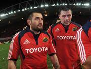 18 November 2008; Munster's Rua Tipoki, left, and James Coughlan, after the match. Zurich Challenge Match, Munster v New Zealand, Thomond Park, Limerick. Picture credit: Brian Lawless / SPORTSFILE