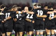 18 November 2008; The New Zealand players form a huddle before the match. Zurich Challenge Match, Munster v New Zealand, Thomond Park, Limerick. Picture credit: Diarmuid Greene / SPORTSFILE