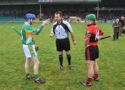 16 November 2008; Referee Diarmuid Kirwan with captains Michael Bevans, Adare, and Donncha Sheehan, Adare. AIB Munster Senior Club Hurling Championship Semi-Final, Adare v Toomevara, Gaelic Grounds, Limerick. Picture credit: Brian Lawless / SPORTSFILE