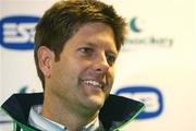 21 November 2008; New Ireland coach Paul Revington speaking to the media during a team press conference. Banbridge Hockey Club, Banbridge, Co. Down. Picture credit: Oliver McVeigh / SPORTSFILE