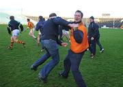 23 November 2008; Dromcollogher Broadford manager John Brudair celebrates at the final whistle. AIB Munster Senior Club Football Championship Semi-Final, Dromcollogher Broadford v Nemo Rangers, Gaelic Grounds, Co. Limerick. Picture credit: Pat Murphy / SPORTSFILE