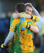 23 November 2008; Corofin's Gary Delaney and Gary Sice celebrate at the final whistle. AIB Connacht Senior Club Football Championship Final, Corofin v Eastern Harps, Pearse Stadium, Galway. Picture credit: Ray Ryan / SPORTSFILE