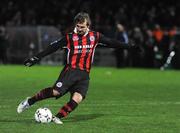 23 November 2008; Mindugas Kalonas, Bohemians, shoots to score his side's winning penalty during the penalty shoot-out. Ford FAI Cup Final 2008, Bohemians v Derry City, RDS, Ballsbridge, Dublin. Picture credit: Stephen McCarthy / SPORTSFILE