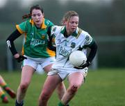 23 November 2008; Grainne Nulty, Meath, in action against Sarah Faulkner, Donegal. TG4 Senior Championship Relegation Play-Off, Donegal v Meath, Templeport, Co. Cavan. Picture credit: Oliver McVeigh / SPORTSFILE