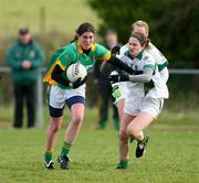 23 November 2008; Nora Stapleton, Donegal, in action against Julieanne Scanlon, Meath. TG4 Senior Championship Relegation Play-Off, Donegal v Meath, Templeport, Co. Cavan. Picture credit: Oliver McVeigh / SPORTSFILE