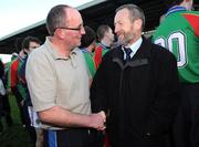 30 November 2008; Mid Kerry manager James Sheehan is congratulated by former GAA President Sean Kelly after the game. Kerry Senior Football Championship Final Replay, Kerins O'Rahilly's v Mid Kerry, Fitzgerald Stadium, Killarney, Co. Kerry. Picture credit: Stephen McCarthy / SPORTSFILE