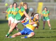 29 November 2008; Emma Lowther, Knockmore, in action against Mairead Nugent, Kilmihil. VHI Healthcare All-Ireland Ladies Junior Club Football Championship Final, Kilmihil, Clare, v Knockmore, Mayo. Tuam Stadium, Tuam, Co. Galway. Picture credit: Ray Ryan / SPORTSFILE