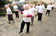 10 December 2008; The government announced details of €350,000 in allocations today under the Go for Life national grant scheme, which aims to help local clubs and organisations to increase opportunities for their older members to actively participate in recreational sport and a range of physical activities. Pictured are elderly people taking part in group fitness at Merrion Hotel, Dublin. Picture credit: David Maher / SPORTSFILE