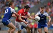 8 August 2015; Sean Cavanagh, Tyrone, in action against Kieran Duffy, 10, Ryan Wylie, and  Dermot Malone, Monaghan. GAA Football All-Ireland Senior Championship Quarter-Final, Monaghan v Tyrone, Croke Park, Dublin. Picture credit: Ray McManus / SPORTSFILE