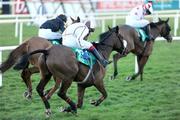 27 December 2008; Wheresben, 13, with James Fahey up, races past Vic Venturi, with Ian McCarthy up, black and yellow cap, and Osako D'Airy, with Sam Thomas up, after jumping the last to win the Paddy Power Steeplechase. Leopardstown Christmas Racing Festival 2008, Leopardstown. Picture credit: Matt Browne / SPORTSFILE