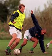 9 October 2000; Jason McAteer, left, and Curtis Fleming during a Republic of Ireland squad training session at the AUL Complex in Clonshaugh, Dublin. Photo by David Maher/Sportsfile