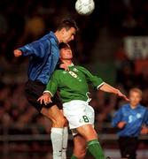 11 October 2000; Mark Kinsella of Ireland in action against Adrei Stepanov of Estonia during the World Cup 2002 Qualifying group 2 match between Republic of Ireland and Estonia at Lansdowne Road in Dublin. Photo by David Maher/Sportsfile
