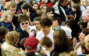 15 October 2000; Sonia O'Sullivan of Ireland is surrounded by supporters after finishing second in the Loughrea 5 Mile Road Race in Loughrea, Galway. Photo by Damien Eagers/Sportsfile